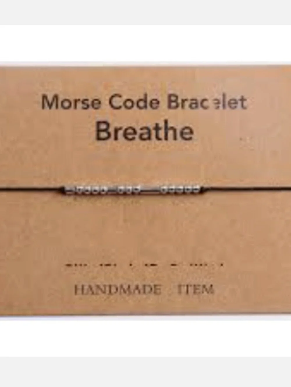 Handmade Morse Code 'Breathe' Bracelet - Black Cord with Silver Beads